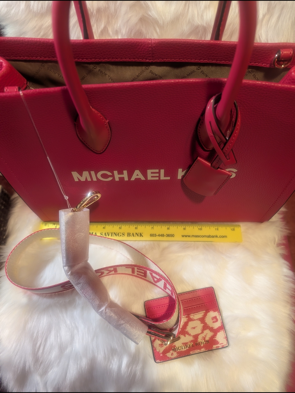 Michael Kors Bright Pink Pebbled Leather Tote with Logo Tag